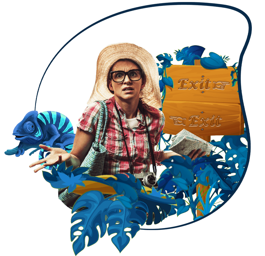 dzsungelben eltévedt nő kék