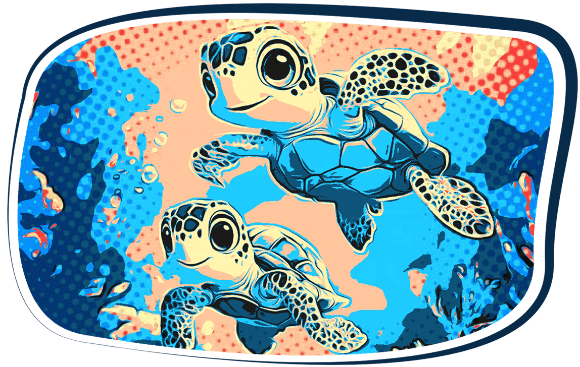 digitális illusztráció teknős